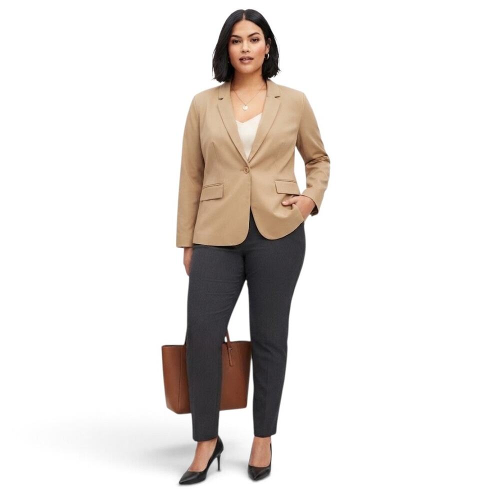 Lane Bryant Classic Tailored Blazer Jacket Tan Business Casual Plus Size 2X